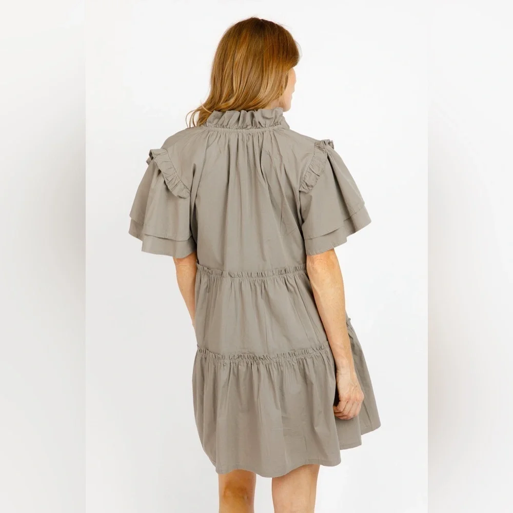 SOFIA COLLECTIONS madrid dress short sleeve mini in taupe one size fits most - Picture 2 of 8